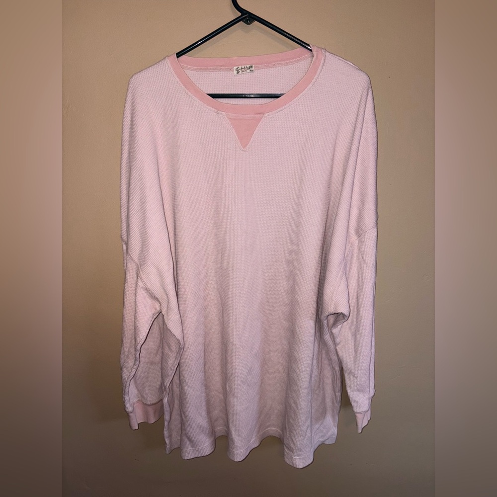 Free People Pink Long Sleeve Thermal Top size L